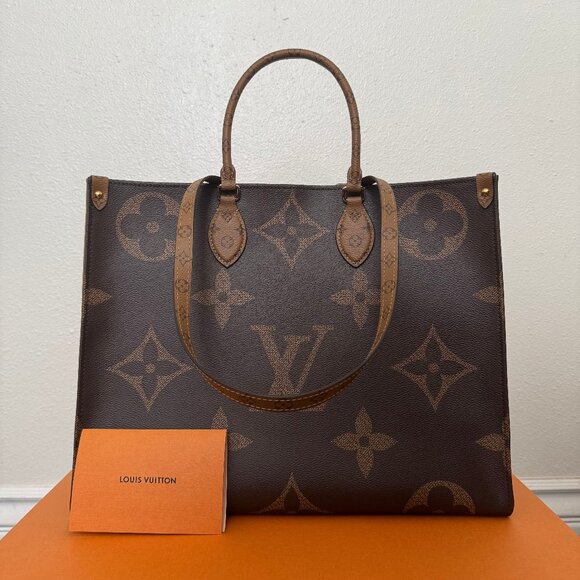 Louis Vuitton OnTheGo GM Monogram Reverse Coated Canvas Tote Bag Brown - Picture 1 of 14